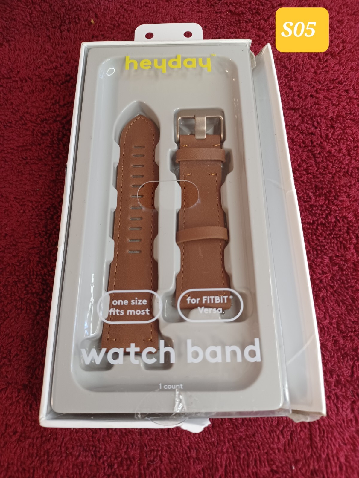 Fitbit Versa Watch Band Brown Leather One Size Fits Most Factory Seal by Heyday