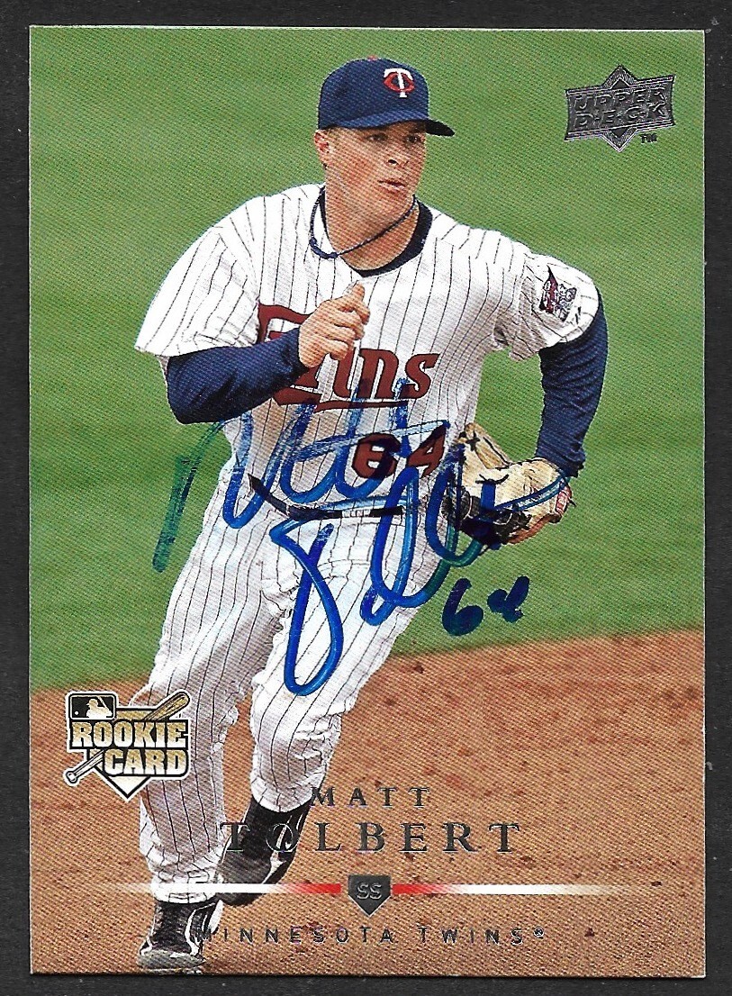 2008 UD #723  Matt Tolbert  ROOKIE  MINNESOTA TWINS  SIGNED AUTOGRAPH AUTO COA