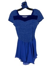 REBEL SKATEGEAR Blue Embellished Neckline Long Sleeve Girls Skating Dress Sz L