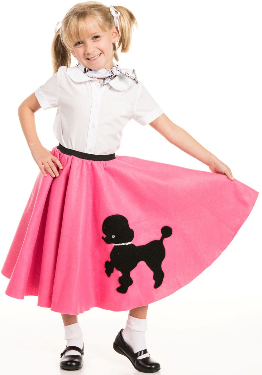 Hot Pink Poodle Skirt for Youth Girls with Scarf ~ WHOLESALE 48