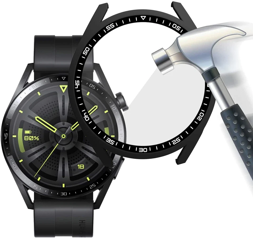 MSM Hülle für Huawei Watch GT3 46mm 42mm Schutzhülle Schutzglas Display Panzerfolie