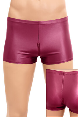 Herren Wetlook Shorty Schritt-RV Po-Konturnaht Hüftsitz stretch shiny hauteng