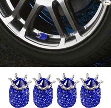 4PCS Car Tire Valve Stem Caps, Crystal Rhinestone Wheel Tire Valve Caps, Blue
