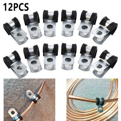 12X Brake-Hose Klammer Gummi-Auskleidung P-Clamp 3/16inch (4.7mm) Wire Bremse