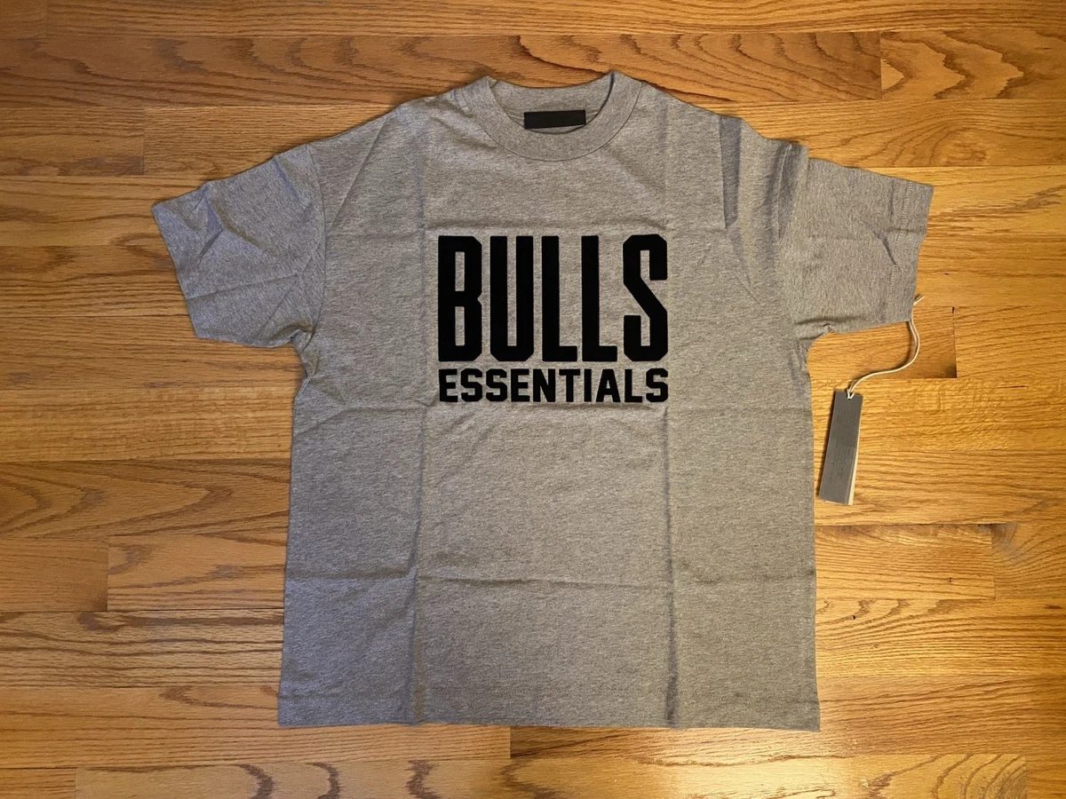 NEW Fear of God Essentials X NBA Chicago Bulls Tee Warm Heather