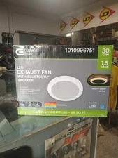 Commercial Electric 80 CFM LED Exhaust Fan w/ Bluetooth Speaker Night Light 4"