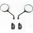 1Pair Universal Round Long Stem Motorcycle Mirrors 10mm Black Left + Right USA