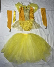 Dansco Fina Dance Costume Medium Child #85186 Yellow Dress Ballet Enchanted Rose