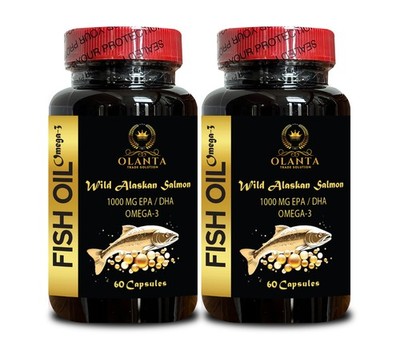Wild Alaskan Salmon Oil Omega 3   EPA DHA for Joint & Skin Support   2 Bottles