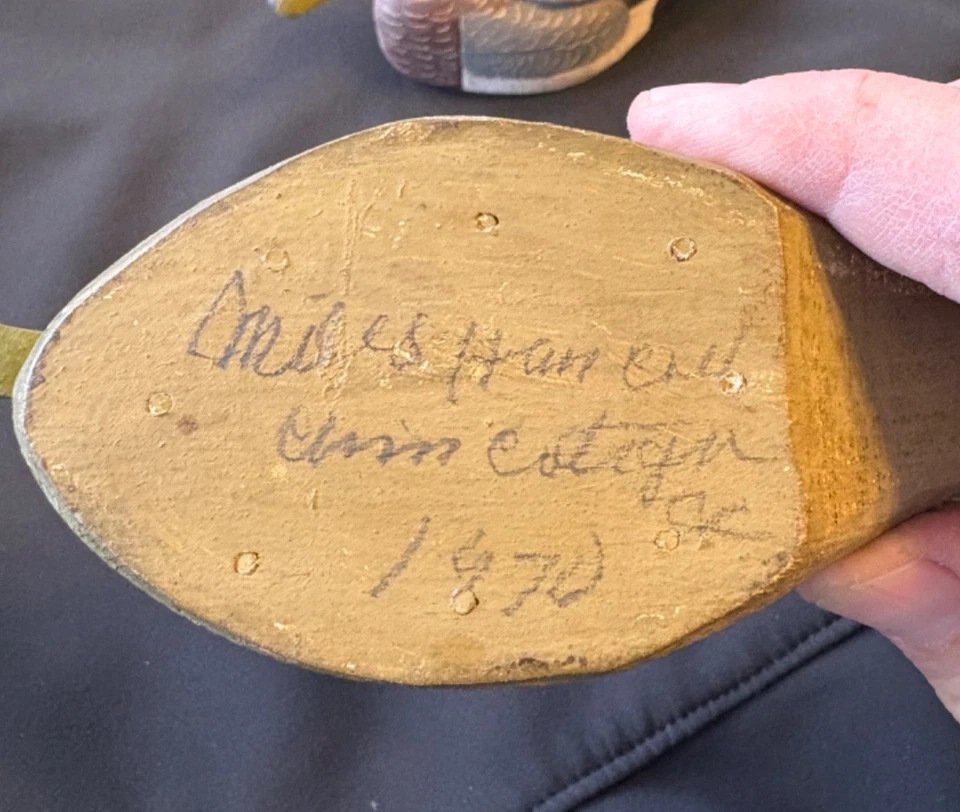 De colección 1970 Original ~Miles Hancock~ Mini Señuelo Pato Negro Chincoteague 1887-1974 Foto 2 de 4