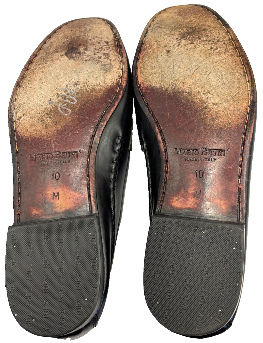 Mario Bruni Italy Tassel Black Leather Loafer Shoes Mens  display picture 3