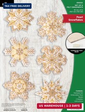 Bucilla 6 Piece Felt Applique Ornament Making Kit Pearl Snowflakes 89682E