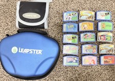 Leapster Game Cartridges Lot of 15  2 Cases Disney, Dora, Learning Games