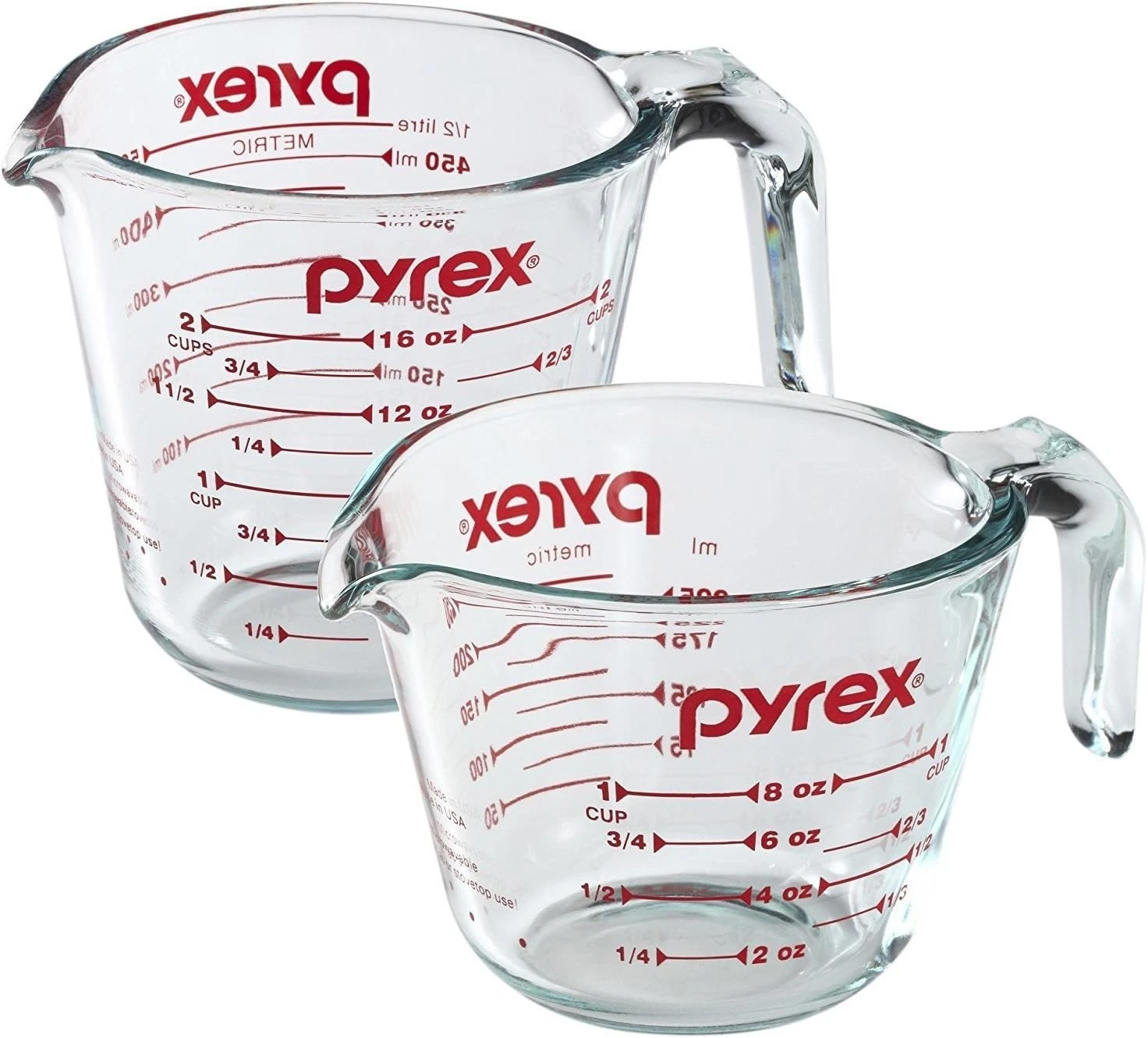 2-Piece Glass Measuring Set, 1 and 2-Cup, 2 Pack, Clear