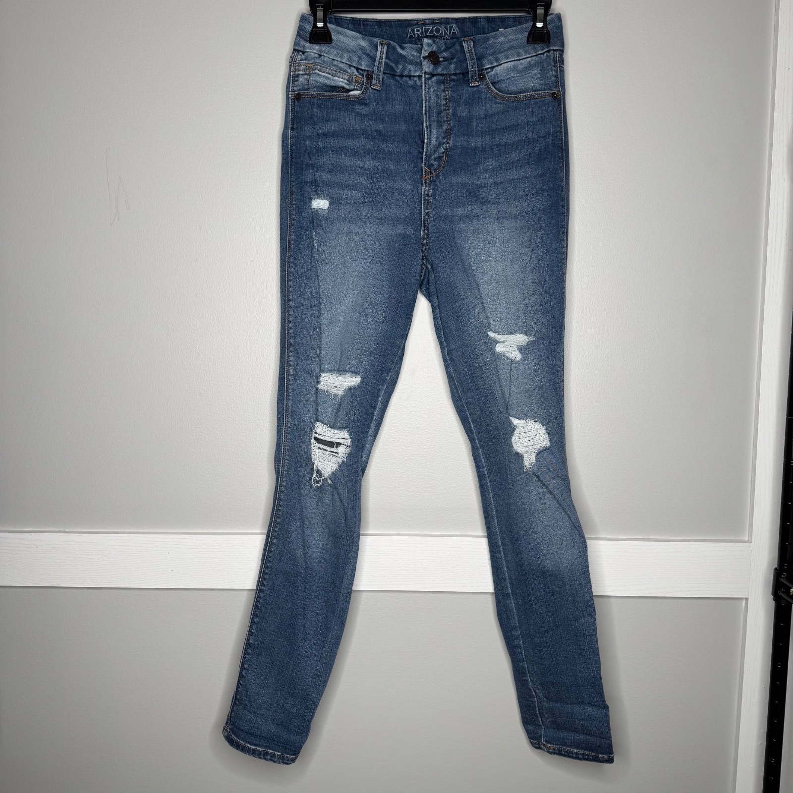Arizona Hi Rise Curvy Skinny Distressed Jeans Stretch Casual Y2K | Size 7