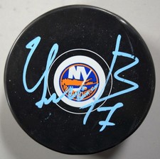 Max Tsyplakov Signed New York Islanders Logo Hockey Puck Autograph Signature