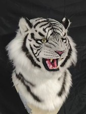 Customizable High Quality Roaring Realistic White Tiger Fursuit Head Mask
