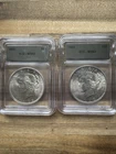 (2) Silver Peace Dollars. 1922 & 1923 MS63 !! ICG