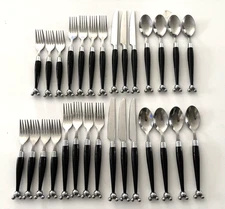 Disney Parks EARS Flatware  Mickey Mouse Black Plastic Handle 29 Pieces