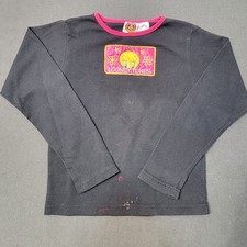 VTG Looney Tunes 3D Tweety Bird Patch Girls 10 Long Sleeve Shirt Black Pink