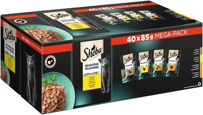 Sheba Delikatesse in Gelee Katzen Nassfutter mit feiner Geflügelauswahl 40 x 85g