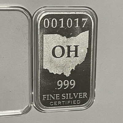 Ohio State Rare Collector Bar 1 Troy Oz .999 Fine Silver Ingot