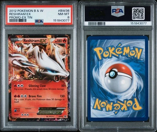 Reshiram EX BW36 Black & White Holo PROMO PSA 8