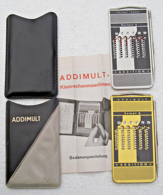 Vintage  ADDIMULT Sumat 6 + Pocket Adder Perfect 6  Kleinrechenmaschinen
