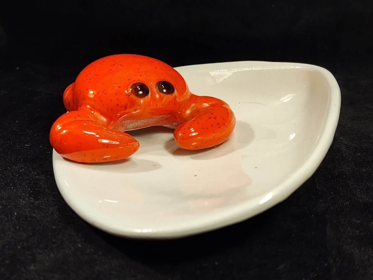 Rare Vintage Crab On Shell Dish Ceramic