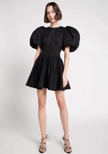 Aje Gianna Puff Sleeve Mini Dress Black Size AU 12 US 8