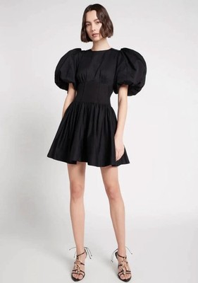 Aje Gianna Puff Sleeve Mini Dress Black Size AU 12 US 8