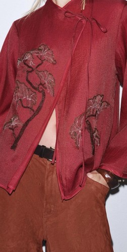 Zara Limited Edition Beaded Red Kimono Jacket, Size S, NWT - Picture 4 of 7