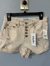 Indigo Rein Curvy High Rise Distressed Denim Shorts Women  s Size 7 W27 NWT