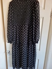 Dorothy Perkins Polka Dot Maxi Dress UK14 Smocked VGC RRP £58