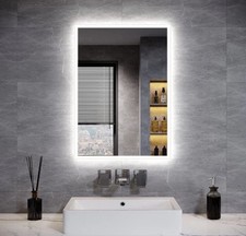 ELEGANT Bathroom Mirror with Shaver Socket 500x700mm Backlit LED Illuminated