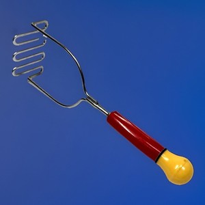 Stainless Steel Potato Veg Masher with Bakelite Handle Red Yellow USA-MADE