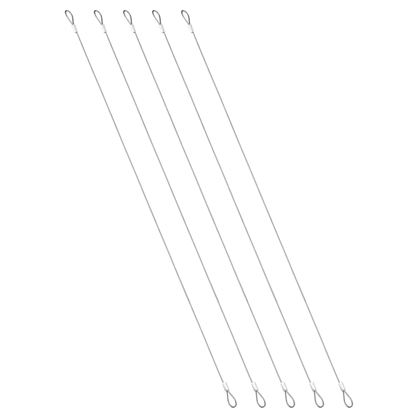 1.5mmD x 20"L Travel Security Cable, 5PCS Luggage Cable with Loop Ends, Silver