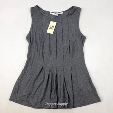 Max Studio Grey Pleated Sleeveless Top Small 