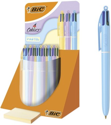 30 BIC Druckkugelschreiber 4 Colours Pastell, 30er Display