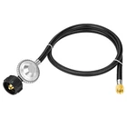 4ft Propane Regulator BBQ Grill High Pressure, Adjustable with Hose & PSI Gauge