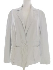 Minimalist Blazer Grey Linen Blend Collared Long Sleeve Button Front US 12