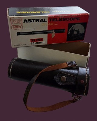 Vintage Prinz Optics Astral Teleskop Modell 20 - 25x30 Monokular Ledergehäuse