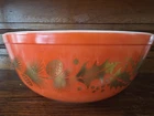 Vintage Pyrex Red Glass Bowl Holly Pinecone Christmas Promo Mixing Bowl