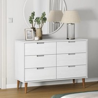 Schubladenschrank Molde In Weiß 113X40X80 Cm Massivholz Kiefer