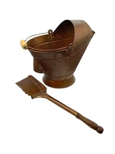 Pellethead Rust Finish Coal Hod Scuttle Bucket W/Shovel, Fireplaces and Stoves