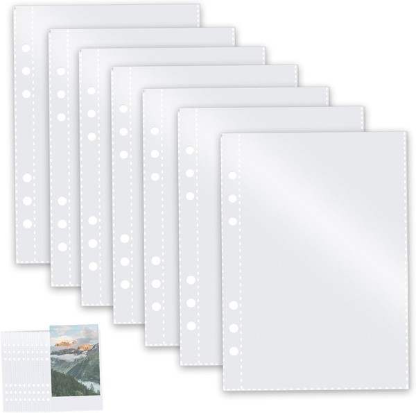 KlarsichthüLlen A5 40 StüCk Ohne Zipper Ringbuch Taschen 6 LöCher Kunststoff-image