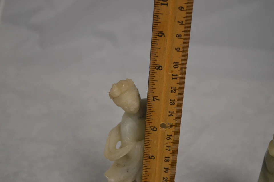 Chinese White Gray Soapstone Kwan Yin Guan Yin & White Gray SHOU LAO - Image 2 of 4