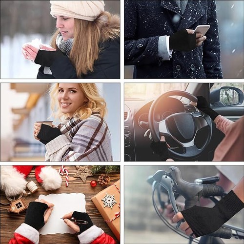 NEU Halb Fingerlose Handschuhe Winter Strickhandschuhe Weich Warm Damen Herren - Bild 13 von 53