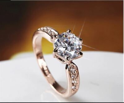 1.25CT Round Solitaire Moissanite 6-Prong Engagement Ring 14K Rose Gold Plated