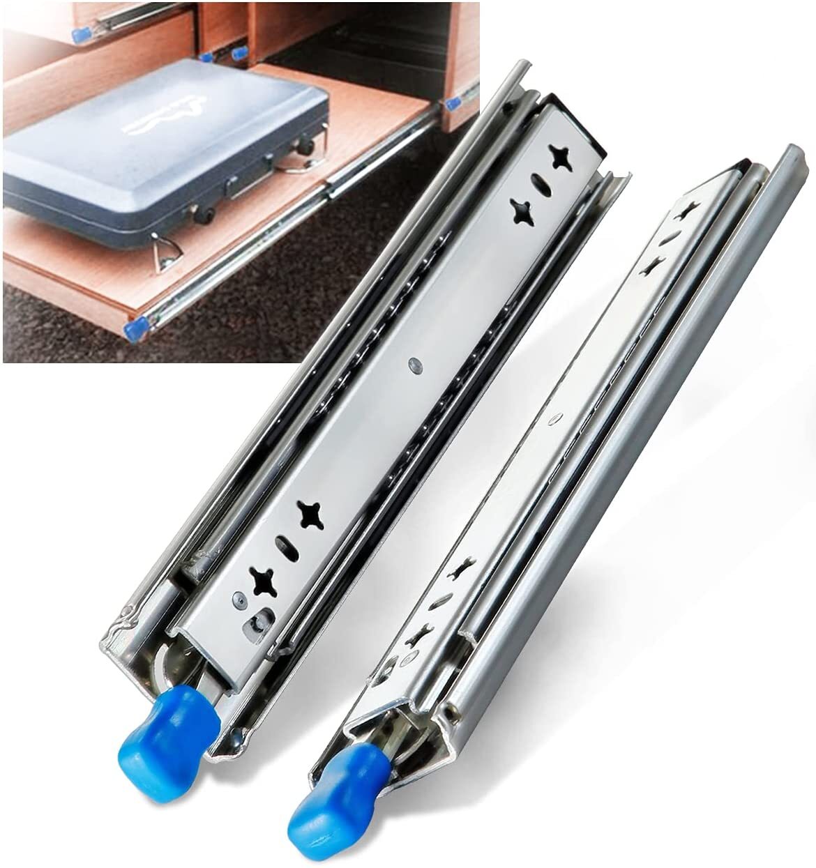 Drawer Slides Ball Bearing Heavy Duty 24 in to 47 in Full Extension with Lock-image
